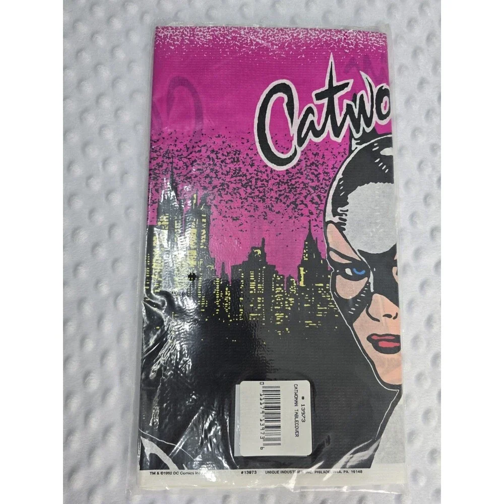 Vintage 1992 Catwoman Party Tablecloth New Unique Birthday Paper Tablecover USA